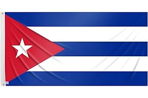 REGALOS ESTRELLA AZUL Grand drapeau cubain 150 x 90 cm drapeau Cuba de balcon pour extérieur renforcé avec deux œillets métalliques