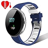 Lintelek Smartwatch Sport Fitness Uhr HR Fitness Tracker mit Touchscreen Aktivitäts-Tracker Herzfrequenz Schrittzähler Sport Uhr Fitnessuhr Armbanduhr Withings Steel Uhrenarmband
