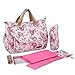 Produktbild Dearmy Elegant Blumen Design Ziemlich Grosse Kapazität Wasserdicht Baby Pflege Windel Milchflasche Tasche Windel Tote Handtasche Kinderwagen Hängend Wickelunterlage Isoliert Mama Reise Umhängetasche (rot)