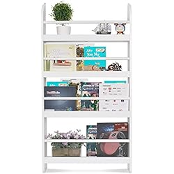 HOMFA Estantería de pared Estantería infantil para Libros, Revistas y Prensas con 4 Estantes Librería infantil de dormitorio 60x12x115cm Blanco