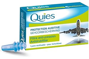 Quies - Protection Auditive EarPlanes - Filtre anti-pression - Adulte boite de 1 paire réutilisable