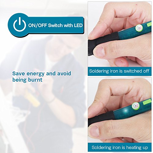 InnoGear 10 in 1 Lötkolben Set 60W 220V Lötpistole, Lötgerät mit einstellbaren Temperiereinrichtung, AN/AUS Schalter, 5 Lötspitze Einzelteile, Entlötpumpe, Lötständer, antistatische Pinzette und Lötdraht - 2