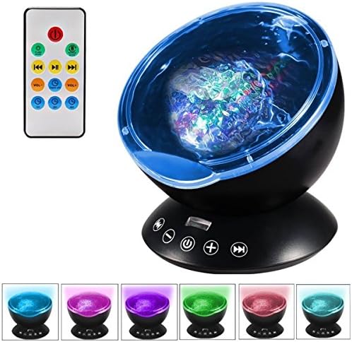 Ocean Wave Projector with Remote Control Night Light Sleep comfort Hypnosis Lamp with Built-in Music Player Multi-color Decoration Lamp for Kids Adults Nursery Bedroom Living Room Party