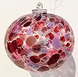 dekorierbar Kugel zum hängen bunte Glaskugel Ornament rot bunt Fensterdekoration mundgeblasenes Kristallglas Durchmesser ca.9 cm Oberstdorfer Glashütte