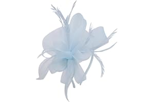 Hotstylezone Bead Loop Feather Fascinator On Headband For Women Wedding Ascot Races (pale blue, one size)