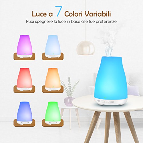 comprare on line Diffusore di Oli Essenziali VicTsing, Diffusore di Aromi Ultrasuoni (Luce Notturna/ Autospegnimento) Umidificatore Ambiente Bambini, Vaporizzatore Ambiente per Casa, Ufficio, Yoga, Spa, Baby Room [Classe di efficienza energetica A+++] prezzo