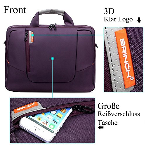 BRINCH 17,3 Zoll neue weiche Nylon stoßfest Laptop Computer Umhängetasche Messenger Bag Aktentasche mit Taschen & Griffe und abnehmbaren gepolstertem Schulterriemen für 17 – 17,3 Zoll Laptop / MacBook / Notebook / Chromebook / Tablet Computer,Violett - 2