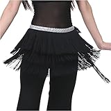 falda flecos negra Disfruta del glamour mientras gira y gira en la pista de baile con esta hermosa bufanda de cadera