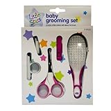 New Born Babies Manicure Set with GROOMING KIT - WITH SAFETY SCISSORS, NAIL CLIPPERS, SOFT BRUSH (Pink - Girls)