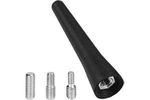 WENRECU 4 Pcs Universal Car Aerial Antenna,Car Aerial Replacement,AM/FM Roof Car Radio Aerial Mast,Black Antenna Screw in Type,Car Antenna Roof Car Radio Aerial Mast for Car Hatchbacks,SUV,Trucks Etc