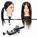 LuckyFine Pro 60% 22'' Real Hairdressing Brown Hair Training Head Mannequin Head With Clamp