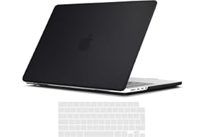 TECOOL Custodia per MacBook PRO 14 Pollici 2023 2021 A2992 A2918 A2779 A2442 con Chip M3 M2 M1 Pro/Max, Case Cover Opaca Rigida Plastica Ultrasottile e Copritastiera Italia, Nero