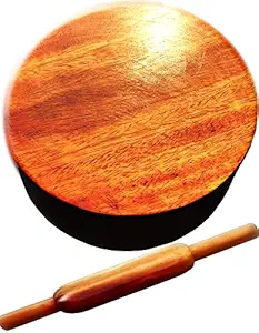 Kinkini Sheesham Wooden Rolling Pin Board Chakla Belan Combo for Kitchen (Big, 11/12)