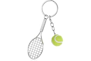 JIYIN Tennis nyckelring, mini söt metall tennis nyckelringar söt tennisracket boll nyckelring perfekta tennisgåvor och tillbe