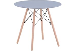 ‎GOLDFAN GOLDFAN Runder Esstisch aus Holz Esstisch Klein Rund Moderner Holztisch 80cm Küchentisch für Wohnzimmer Esszimmer Küche, Grau
