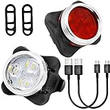 Rechargeable LED Bike Lights Set,Yica Bike Headlight Taillight Combinations LED Bicycle Light Sets (650mah Lithium Battery, 4 Light Mode Options, 2 USB cables)Front and Rear Bicycle Light Set