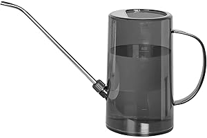 Vaupan Regadera para Plantas de Interior con Pico Largo de Acero Inoxidable, 1 l/34 oz Escala medible Transparente pequeña regadera para Plantas al Aire Libre jardinería suculentas Flores (Gris)