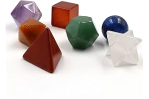 AITELEI Piedras Naturales Curación Cristal de Chakra Piedras Sólidos platónicos Conjunto de geometría Decoración para el hogar 7 Chakra/Amatista/Cristal Blanco