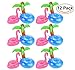 Produktbild 12 Stück Aufblasbare Getränkehalter,Legends 6 Palm 6 Flamingo Cartoon Aufblasbares Flaschenhalter Badespielzeug Pool Untersetzer für Bier Getränke Saft (6 Palm + 6 Flamingo)