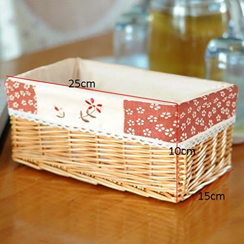 CHENGYI Honey Color Pink Daisy Cloth Desktop Storage Box Rattan Collection Basket Willow Underwear Snack Baskets Cosmetic Storage Box (25 * 15 * 15cm)