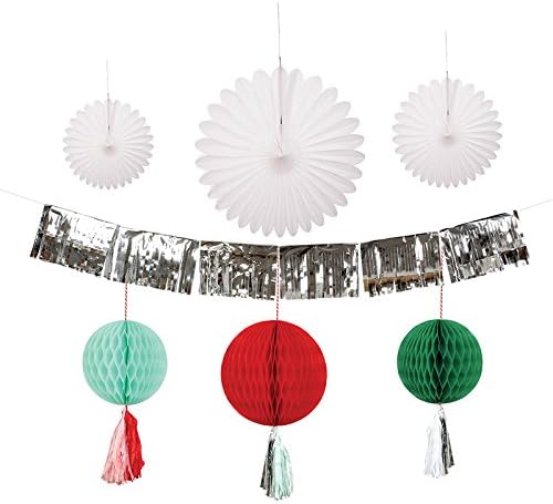 MERI MERI CHRISTMAS Complete Decorating Kit (Paper Fans, Honeycomb Balls & Fringe Garland)