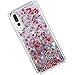 Produktbild Qjuegad Kompatibel mit Huawei P20 Pro Hülle Spiegel Silikon Handyhülle Glitzer Flüssig Treibsand Liebe Herz Flüssigkeit TPU Silikon Hülle Tasche Case SchutzHülle,Rot
