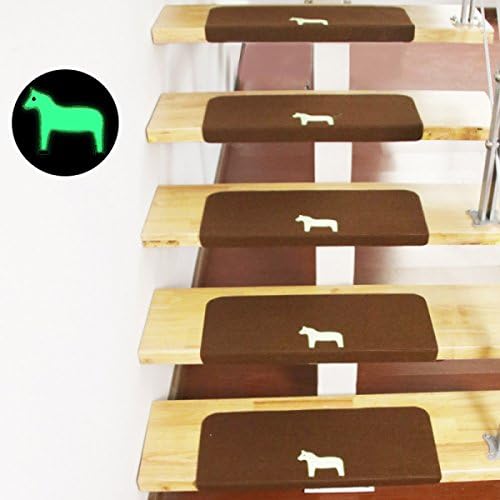 Carpet Stair Pads Treads Mats Luminous Design Non-slip Self Adhesive Floor Protection -6/13 Piece Set (22 X 55 Cm),Brown-*6