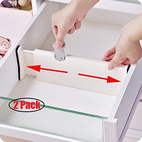 JoysouEU 2 PCS of Expandable Drawer Dividers Adjustable Organizer for Clutter Free Kitchen Bathroom Bedroom Dresser Drawers (4" * 11"/2 PCS)