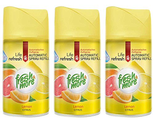 Fresh & More Lot de 3 recharges pour diffuseur automatique Parfum citron 250 ml