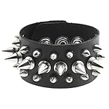 gothic armband tattoos Material: Echt Leder JOVIVI Schmuck,Echtleder Armband Nieten Killernieten Breit Leder Armreif Punk Choker Manschette,Schwarz