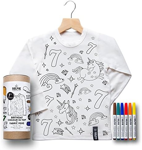 Selfie Clothing Colour In Birthday Top - Unicorn (Size 4-6 Personalised Age 5)