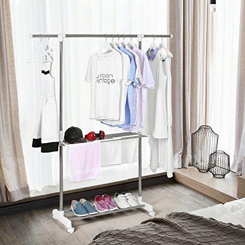 Songmics Kleiderständer Wäscheständer Mit Handtuchständer 90-155(L) X 41(W) X 93-168(H) cm LLR402 - 2