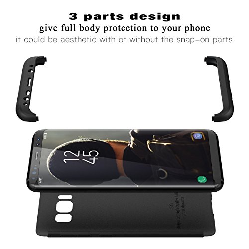 Qissy   Carcasa Samsung Galaxy S8 3 in 1 Todo Incluido Anti-Scratch Ultra Slim Protective 360 PC Case Cover para Samsung Galaxy S8 5 8    Negro 