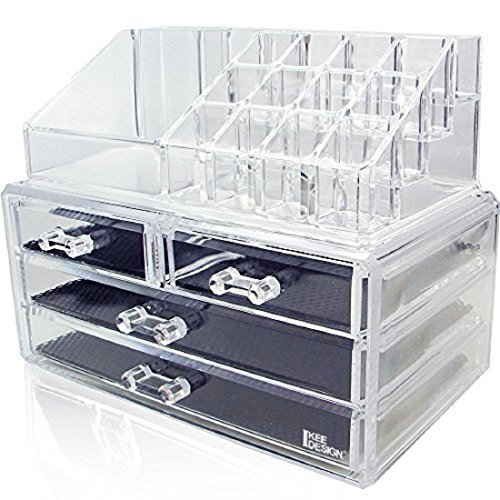 wanderagio Badezimmer Make-up Art Werkzeug Zubehör Organizer Acryl Schmuck und Kosmetik Aufbewahrung Display Pinsel Boxen, farblos, Einheitsgröße