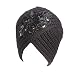 Produktbild Fletion Damen Retro Turban Hut Pailletten Blumen Strickmütze Winter Knitted Mütze Gestrickte Beanie Wollmütze