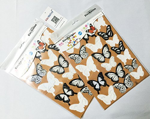 ElecMotive 3D Wandaufkleber Schmetterlinge im 3D-Style, 36-Stück, Wanddekoration mit Klebepunkten zur Fixierung (A) - 4