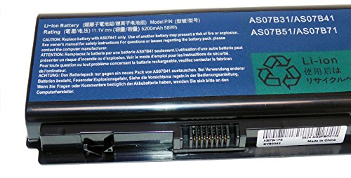11.1V 5200mAh Laptop Akku AS07B31 AS07B41 AS07B51 AS07B71 für Acer Aspire 5220 5230 5300 5315 5520 5530 5715 5730 5739 5910 5920 5930 5935 5942 6530 6930 6935 7230 7235 7330 7336 7530 7535 7540 7720 7730 7735 7736 7738 7740 - 9