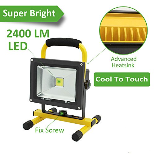 Ustellar 2400LM 30W LED Baustrahler( Ersetzt 200W), IP65 Wasserdicht LED Werkstattlampen, Flutlicht Scheinwerfer mit 5M Netzkabel, Für Arbeiten, Autoreparatur. 6000K Kaltweiß - 2