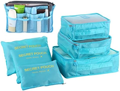 SHORWIN Luggage Organiser, Pack of 7. Packing Cubes . Storage Bag . Laundry Bag . Compression Bag