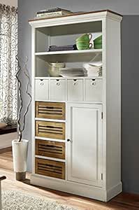 Vorratsschrank Hochschrank Schrank 'Bordeaux' Paulownia weiß Holz