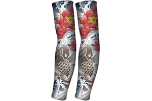 GIVBRO Fake Tattoo Sleeves Arm Cover Temporary Fake Slip On Sun Block Sleevelet for Men Women Outdoor Activity Clothing Accessories (#E)