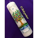 Taufkerze mit Lebensbaum - inkl. Beschriftung von Babyprince - handgearbeitete Wachsverzierungen - !!! keine Folie !!!