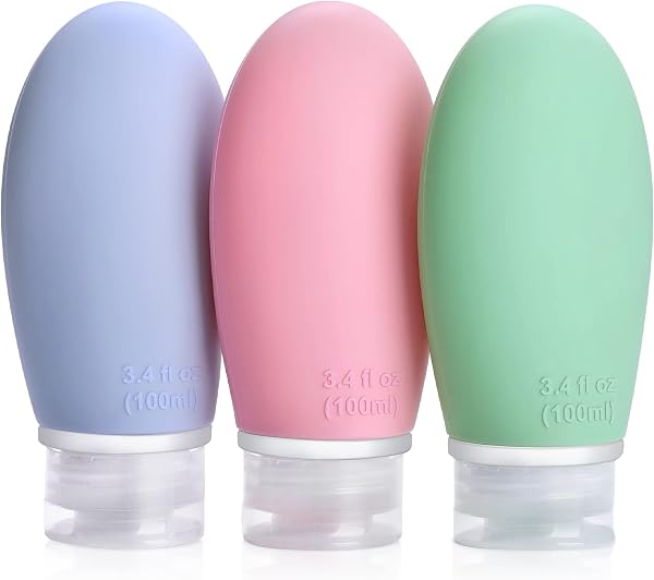 Opret 100ml Silikon Reiseflaschen Set, 3 Stück Auslaufsicher Nachfüllbare Portable Reise Container für Shampoo Creme Spülung, BPA-frei und TSA-geprüft - 1