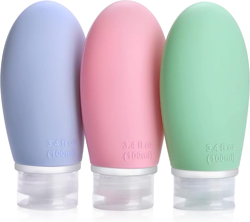 Opret 100ml Silikon Reiseflaschen Set, 3 Stück Auslaufsicher Nachfüllbare Portable Reise Container für Shampoo Creme Spülung, BPA-frei und TSA-geprüft