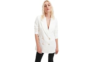 Trendyol Blazer Cibo ECU Giacca da Pranzo Oversize Ecru, 42 Donna