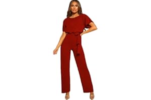 emmarcon tuta lunga jumpsuit elegante abito cerimonia donna maniche corte a pipistrello