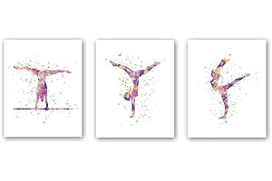 KAIRNE Lot de 3 affiches murales sans cadre avec silhouette sportive de fille, décoration pour chambre d'enfant, 20 x 25 cm