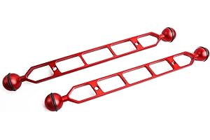 LetonPower Bras d'extension en Alliage d'aluminium à Double Bille de 11", connecteur de tête à Bille de 1", Bras sous-Marin pour Stroboscope/lumière vidéo/Plateau pour caméra de plongée (2pack)