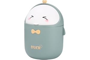 Huifoo Mini TischmüLleimer mit Deckel, Süße Cartoon Tisch Mülleimer, Cute Papierkorb Klein, Kawaii Deko, Aufbewahrungsbox, für BüRos, Kinderzimmer, Schminktisch, Wohnzimmer (Grün)