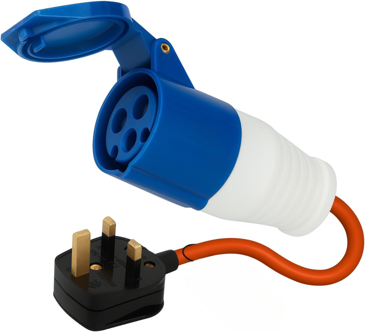 16amp to 13amp Adapter Hook Up Cable 3 Pin UK Electric Hook Up Adapter 230v for Camping Caravan Motorhome Mains to UK Plug (3 Pin to UK Hook Up)